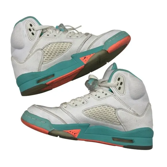 Nike Air Jordan 5 Retro GS Light Aqua White Sneakers Kids 4Y