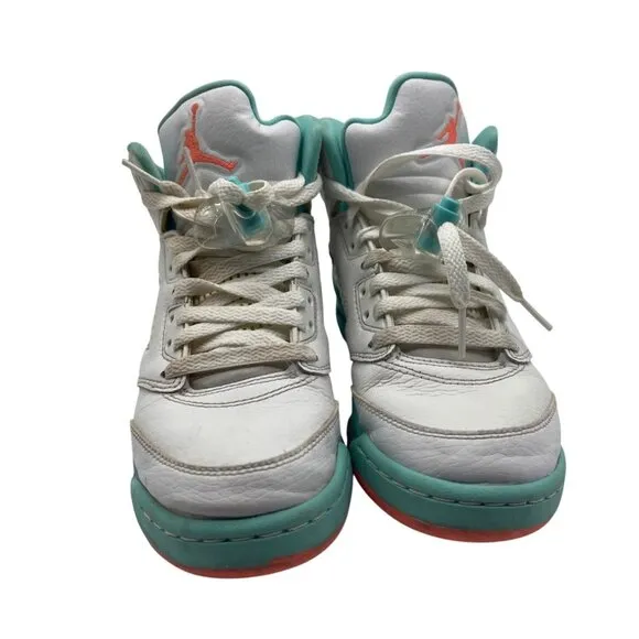 Nike Air Jordan 5 Retro GS Light Aqua White Sneakers Kids 4Y