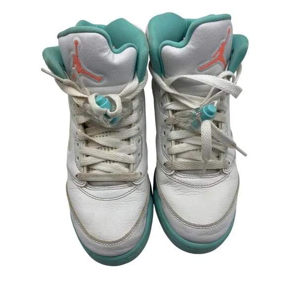 Nike Air Jordan 5 Retro GS Light Aqua White Sneakers Kids 4Y