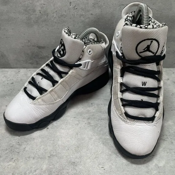 Nike Air Jordan 6 Rings GS Size 3Y White Black‎ Unisex Kids Basketball Shoes