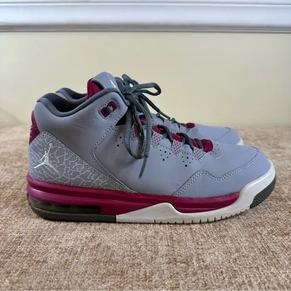 Nike Air Jordan Flight Origin 2 Mid-Top Grey/Fuchsia Sneakers Size 6.5 Y