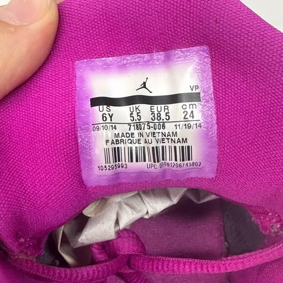 Nike Air Jordan Flight Pink &amp; Grey Kids’ Basketball Sneakers Sz: 6Y