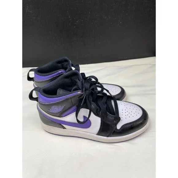 Nike Air Jordan Unisex Kids White Black Purple Sneakers Shoes Size 1.5 SKU 6717