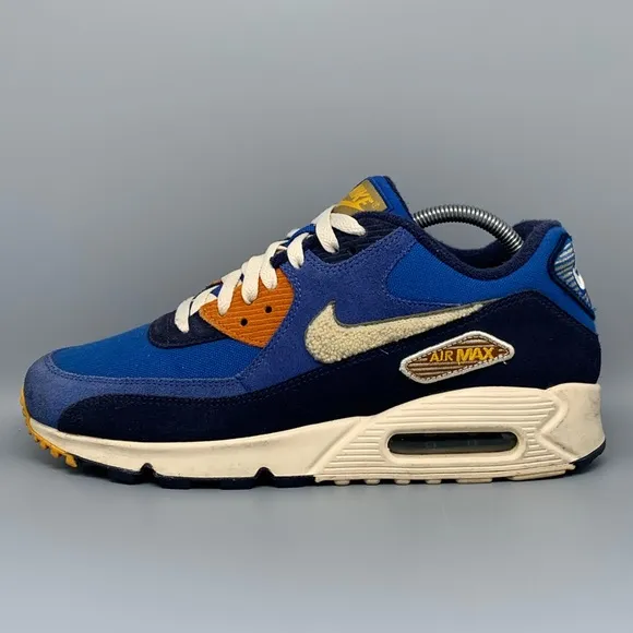Nike Air Max 90 Premium SE Blue/Cream Running Shoes 858954-400 Men's Sz 9