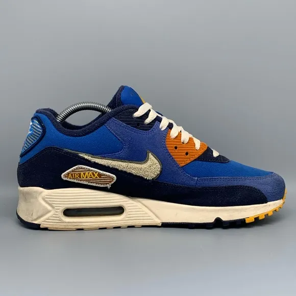 Nike Air Max 90 Premium SE Blue/Cream Running Shoes 858954-400 Men's Sz 9