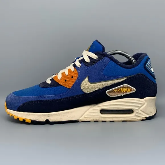 Nike Air Max 90 Premium SE Blue/Cream Running Shoes 858954-400 Men's Sz 9