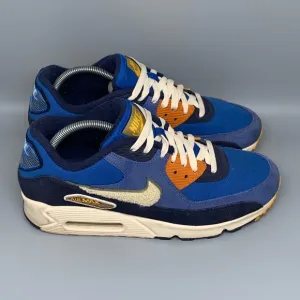 Nike Air Max 90 Premium SE Blue/Cream Running Shoes 858954-400 Men's Sz 9