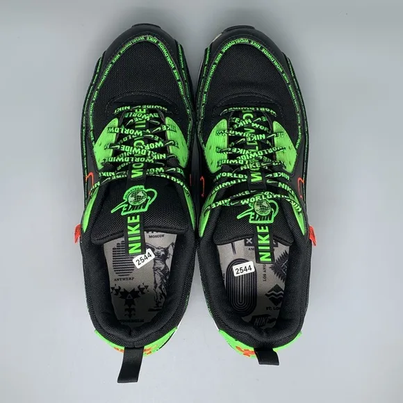 Nike Air Max 90 Worldwide Pack Green Running Shoes CK6474-001 Men's Sz 10.5