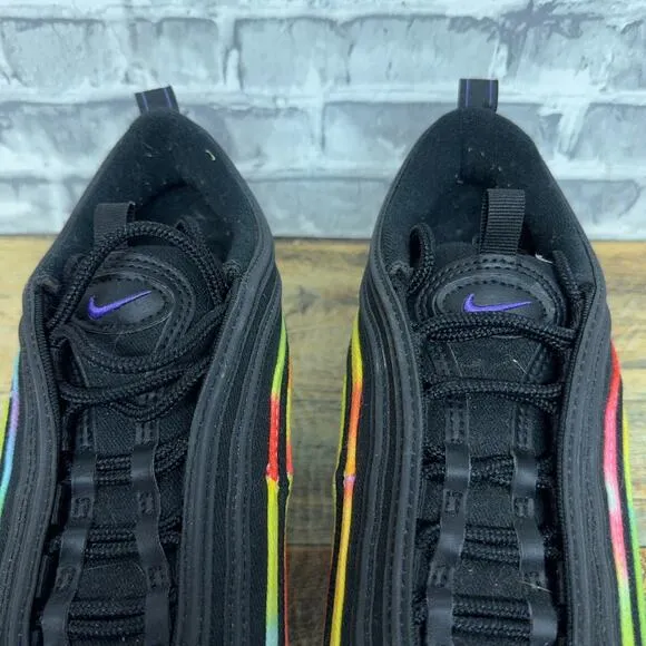 Nike Air Max 97 Tie-Dye Black Multicolor Running Shoes CK0841-001 Mens Size 8