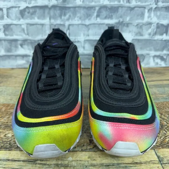 Nike Air Max 97 Tie-Dye Black Multicolor Running Shoes CK0841-001 Mens Size 8