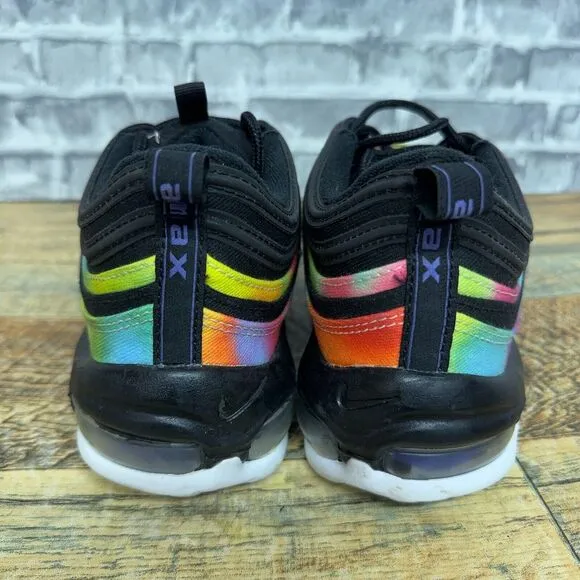 Nike Air Max 97 Tie-Dye Black Multicolor Running Shoes CK0841-001 Mens Size 8