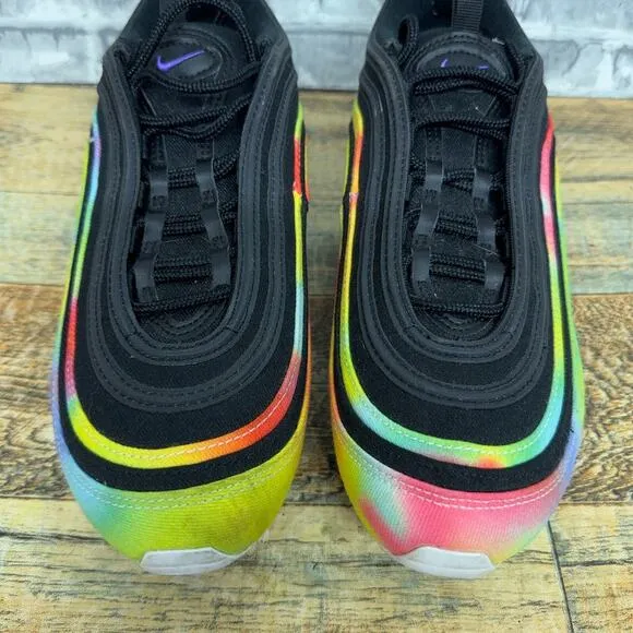 Nike Air Max 97 Tie-Dye Black Multicolor Running Shoes CK0841-001 Mens Size 8