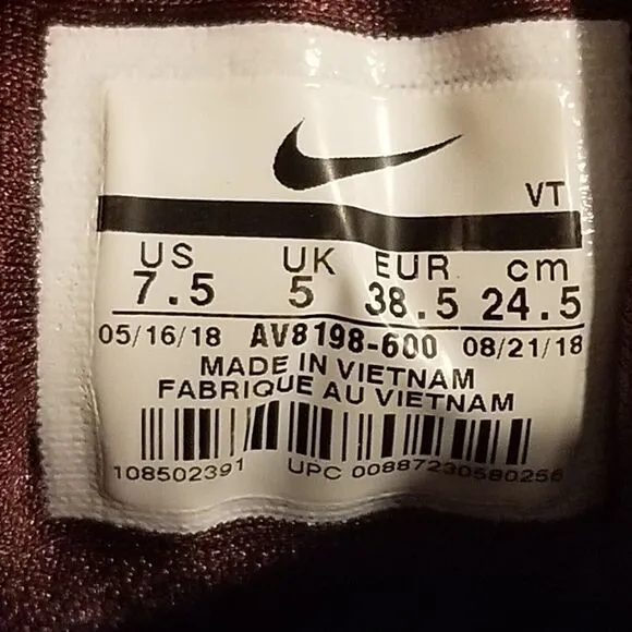 Nike Air Max 97 Women's Size 7.5 Burgundy Running Shoes Sneakers AV8198-600