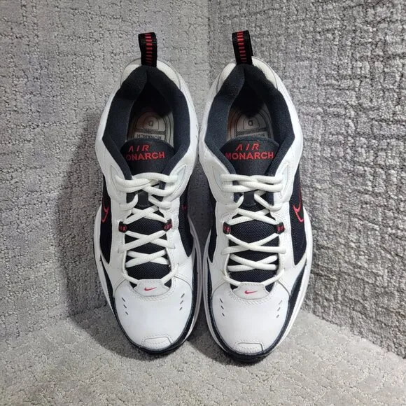 Nike Air Monarch IV Men's Size 12 US White Black Leather Casual Shoes 415445-101