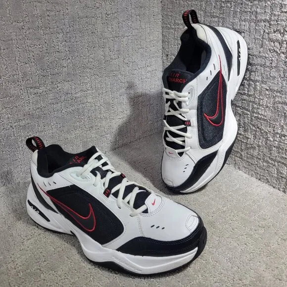 Nike Air Monarch IV Men's Size 12 US White Black Leather Casual Shoes 415445-101
