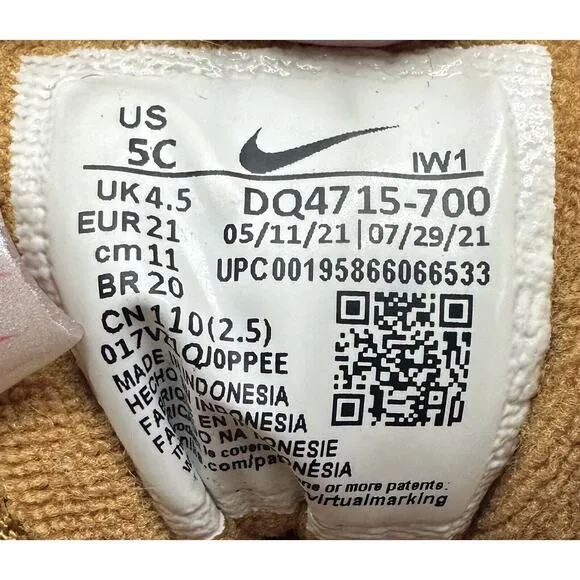 Nike Air More Uptempo (TD) 'Wheat' Kids' Shoes Sneakers DQ4715-700 Size 5 C