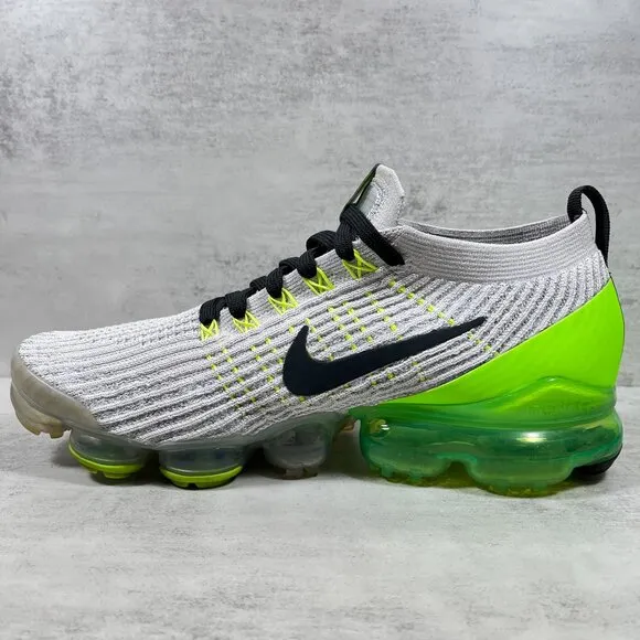 Nike Air VaporMax Flyknit 3 Running Shoes - Men's Size 9.5 - Green Gray