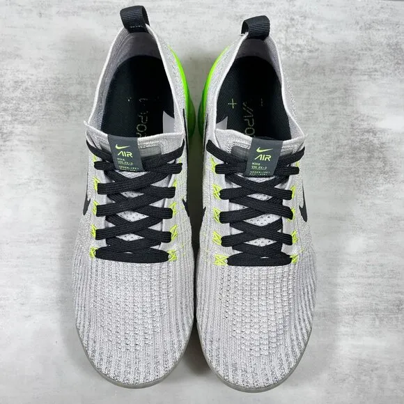 Nike Air VaporMax Flyknit 3 Running Shoes - Men's Size 9.5 - Green Gray