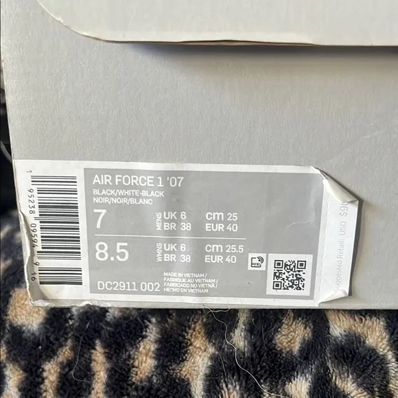Nike Big Kids ‘07 Black &amp; White Air Force 1