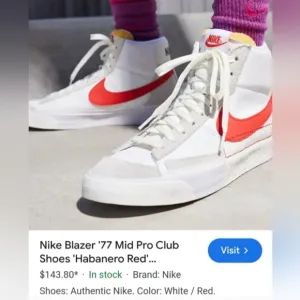 Nike Blazer '77 Mid Pro Club Old School Hi-Top Sneaker Red/White Men10/W11.5
