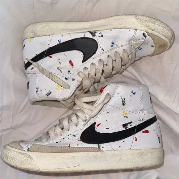Nike Blazer Mid '77 Paint Splatter Sneakers Multicolor Size 5.5Y Unisex