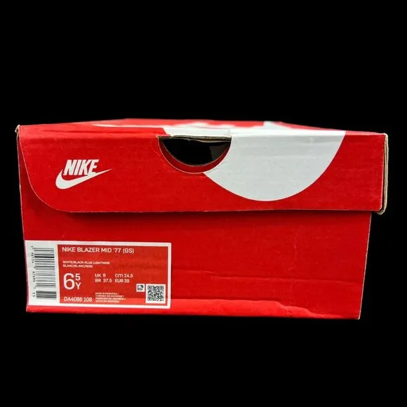 Nike Blazer Mid '77 White Black Blue Shoes DA4086-108 Youth Boy's Sz 6.5 (GS) Y