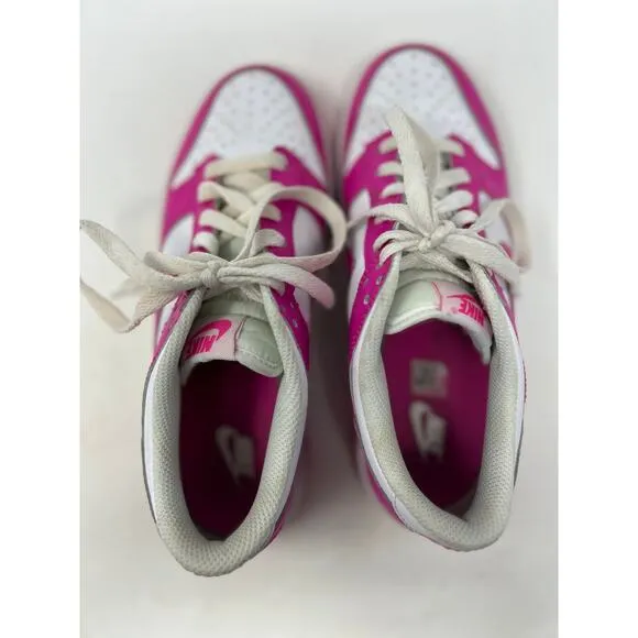 Nike Dunk Low Youth Girls Fuchsia Pink Sneakers Style No. FB9109-102‎ Size 5.5Y