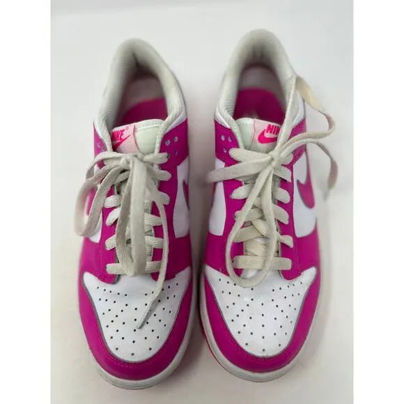 Nike Dunk Low Youth Girls Fuchsia Pink Sneakers Style No. FB9109-102‎ Size 5.5Y