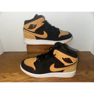 Nike FJ4924-008 Air Jordan 1 Mid SE Black Vivid Orange US Youth Size 6.5Y~EUC!