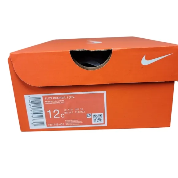 Nike Flex Runner 3 PS Navy White Kids Preschool Running Shoes FN1449-403 New 12c