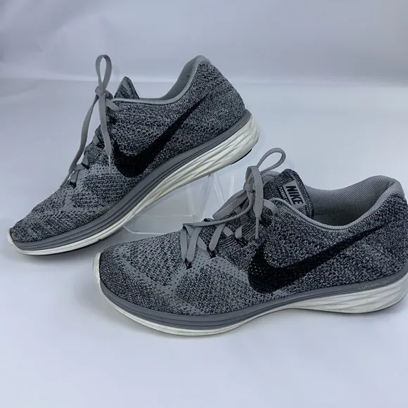 Nike Flyknit Lunar 3 Men’s Tennis, Running Shoes. Size 12.5. Black &amp; Gray.