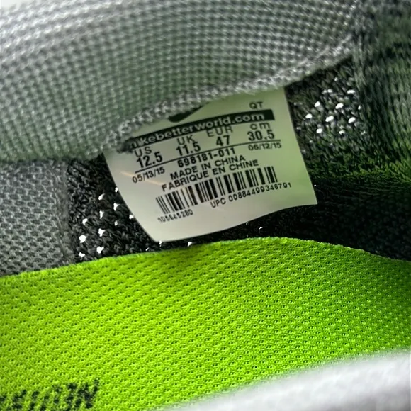 Nike Flyknit Lunar 3 Men’s Tennis, Running Shoes. Size 12.5. Black &amp; Gray.