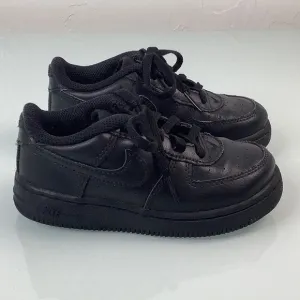 Nike Force 1 LE Black leather low lace up sneakers unisex toddler size 9C EUC