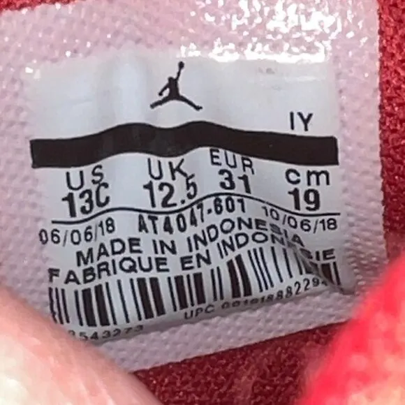 Nike Jordan unisex 13C AT 4047-601 red, black and white sneakers