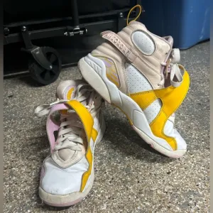 Nike Jordan White Purple &amp; Yellow Sneakers