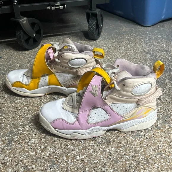 Nike Jordan White Purple &amp; Yellow Sneakers