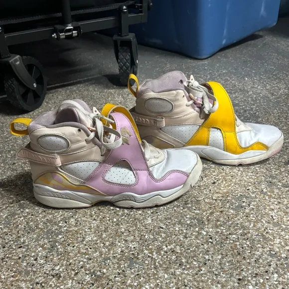 Nike Jordan White Purple &amp; Yellow Sneakers