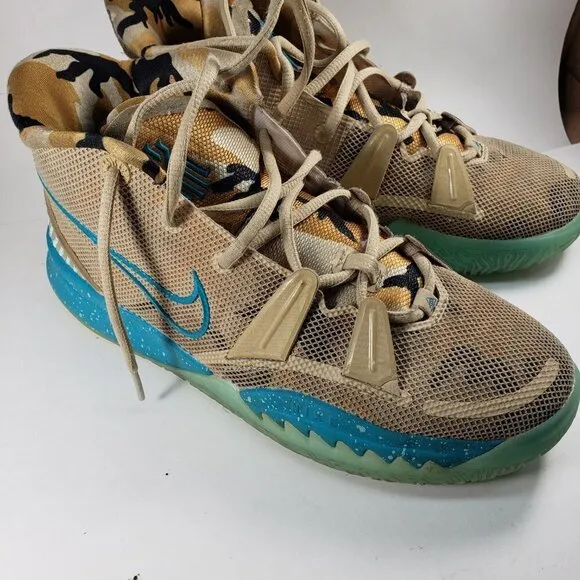Nike Kyrie Kids' Boys' Blue, Tan &amp; Camouflage Back to School Sneakers Size 7Y