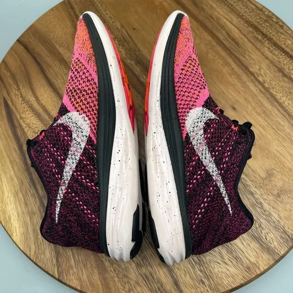 Nike Lunar Flyknit 3 Shoes Womens Size 8.5 Pink/Black/Orange Running Workout Gym