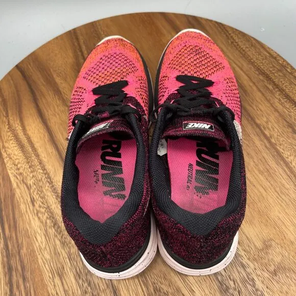 Nike Lunar Flyknit 3 Shoes Womens Size 8.5 Pink/Black/Orange Running Workout Gym
