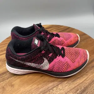 Nike Lunar Flyknit 3 Shoes Womens Size 8.5 Pink/Black/Orange Running Workout Gym