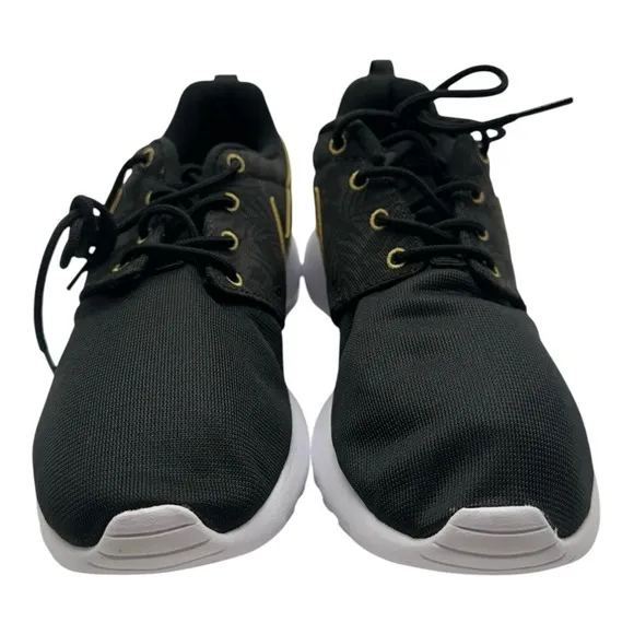Nike Roshe One Print GS Running Shoes Size Youth 6.5 Womens 8 Black Gold Sneaker