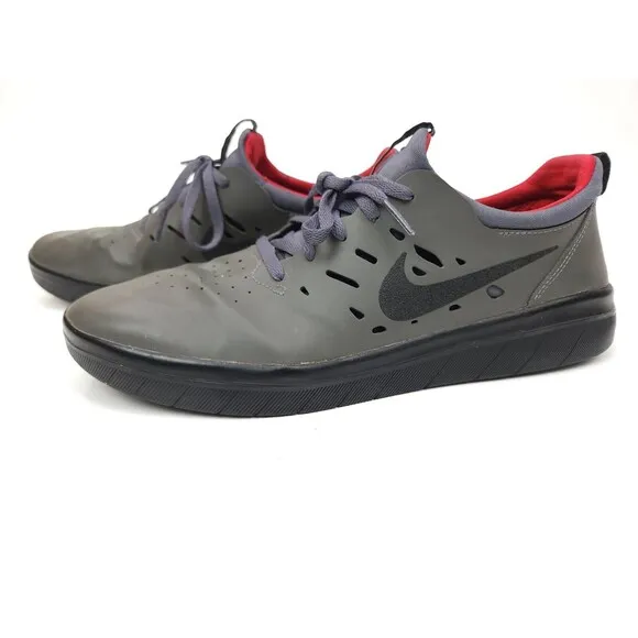 Nike SB Nyjah Free Men’s 9.5 Dark Grey Black Red AA4272 Skateboard Sneakers