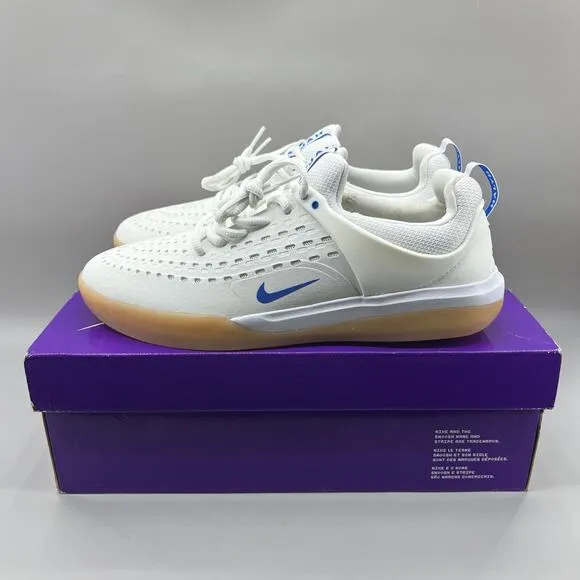 Nike SB Zoom Nyjah 3 Sneakers Men's Size 10 White Blue Skateboard Low Sneakers