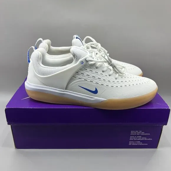 Nike SB Zoom Nyjah 3 Sneakers Men's Size 10 White Blue Skateboard Low Sneakers