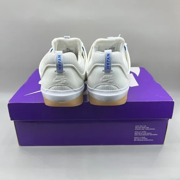 Nike SB Zoom Nyjah 3 Sneakers Men's Size 10 White Blue Skateboard Low Sneakers