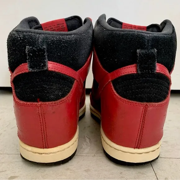 Nike Sky Hi Dunks Red Black Wedge Sneakers Size 7.5 Streetwear Retro Basketball