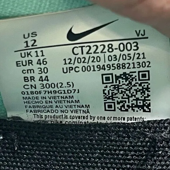 Nike ZoomX Invincible Run Running Shoes Flyknit Grey Turquoise Pink Mens Size 12