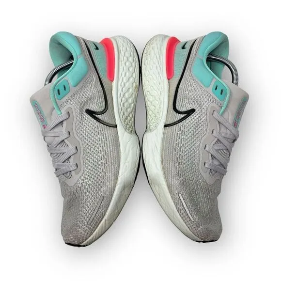 Nike ZoomX Invincible Run Running Shoes Flyknit Grey Turquoise Pink Mens Size 12