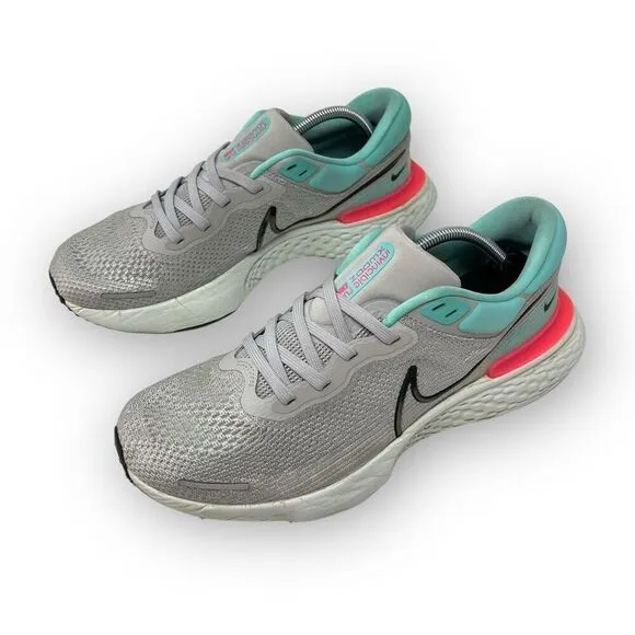 Nike ZoomX Invincible Run Running Shoes Flyknit Grey Turquoise Pink Mens Size 12